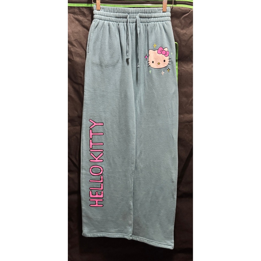 Size Small - Sanrio Hello Kitty Wide Leg Sweatpants Blue Pink  Lounge Pants